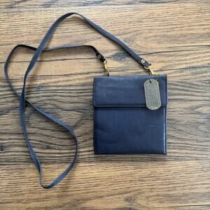 Vintage Wilsons Leather Navy Blue Crossbody Wallet Purse Genuine Leather